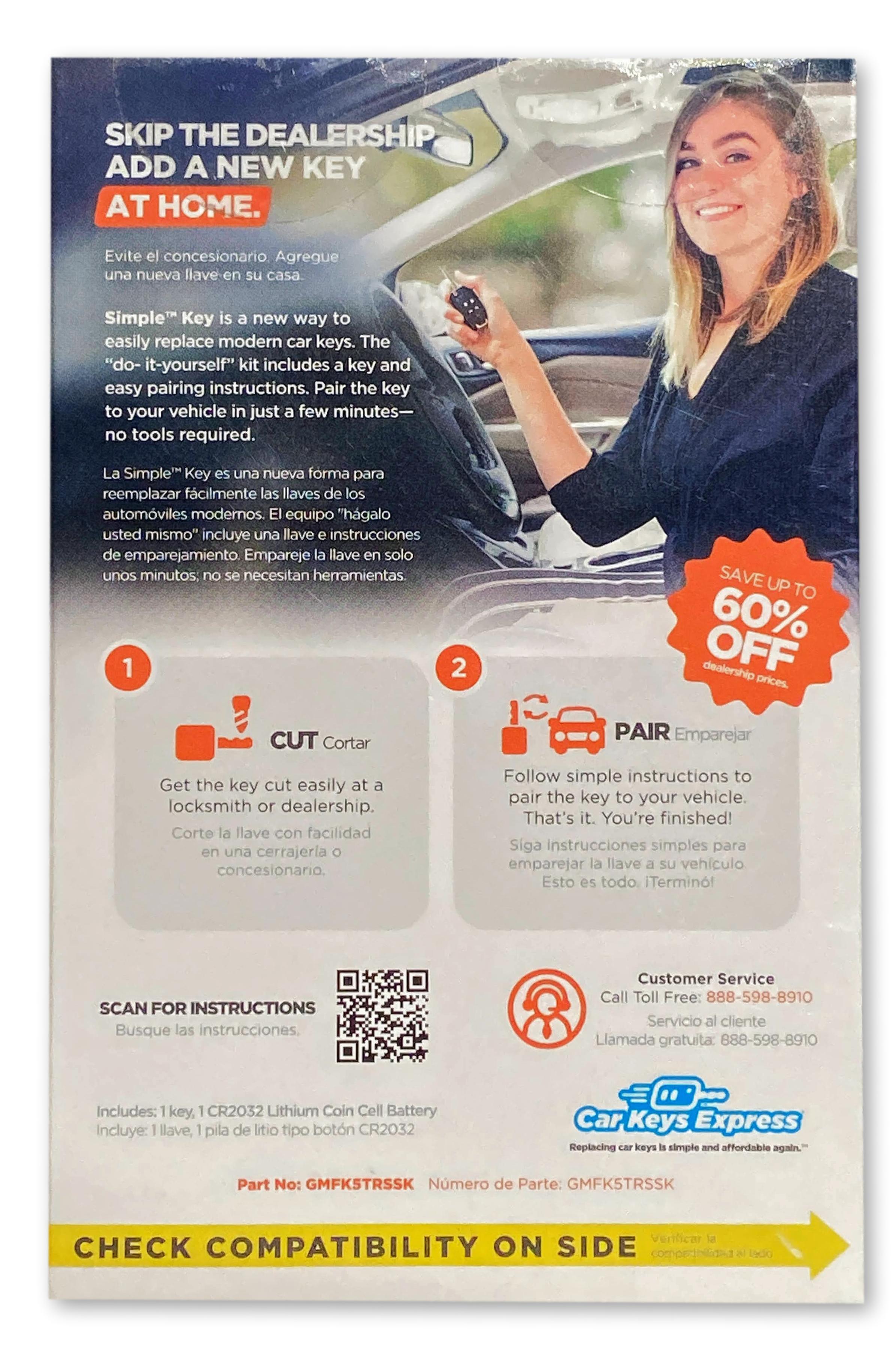 GM Simple Key 5 Button Flip Key (GMFK5TRSSK-KIT) - Tom's Key Company