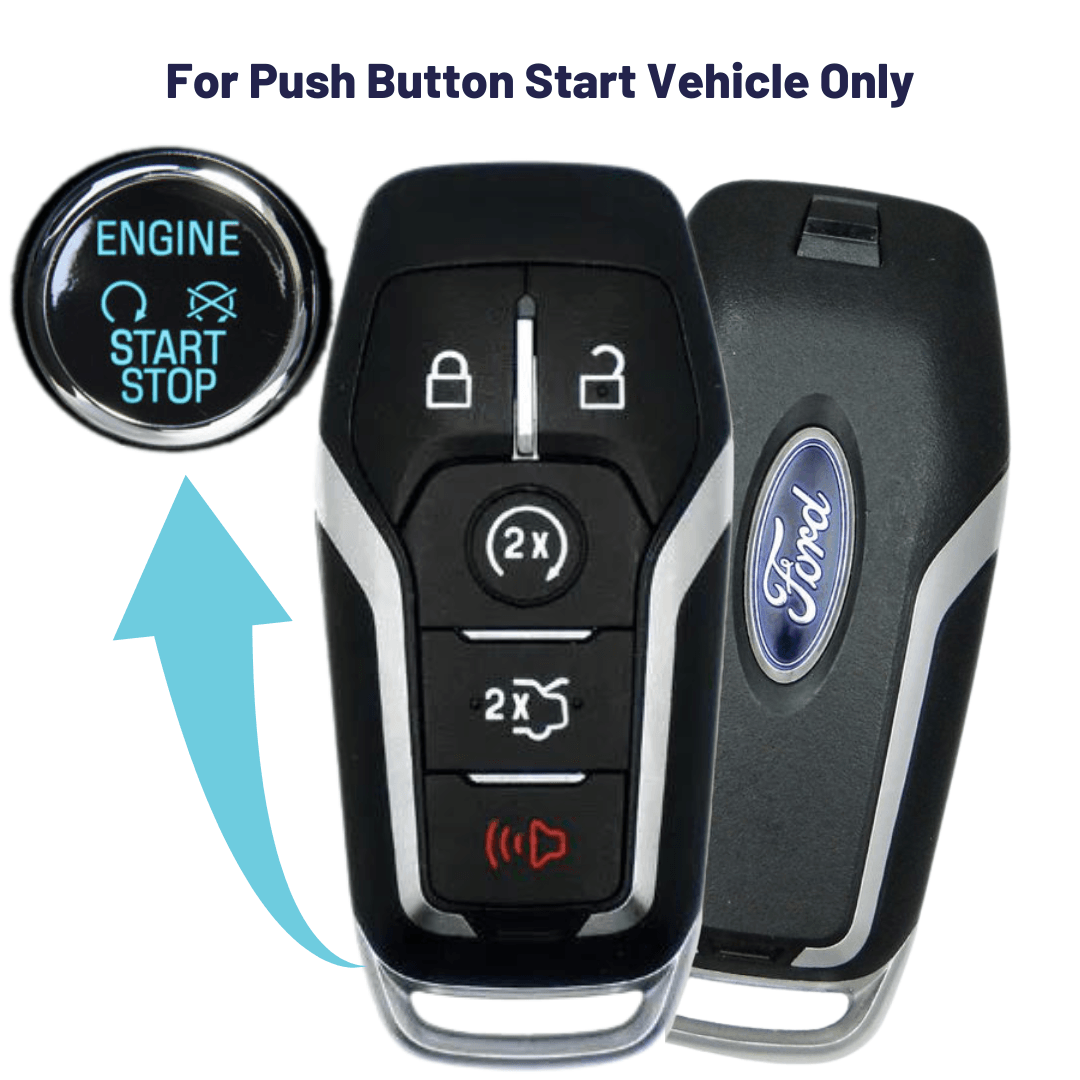Ford OEM Logo 5-Button Smart Key with Remote Start and Trunk Release (FORSK-TRS-5B-OEM-TMB-LOGO) - Tom's Key Company