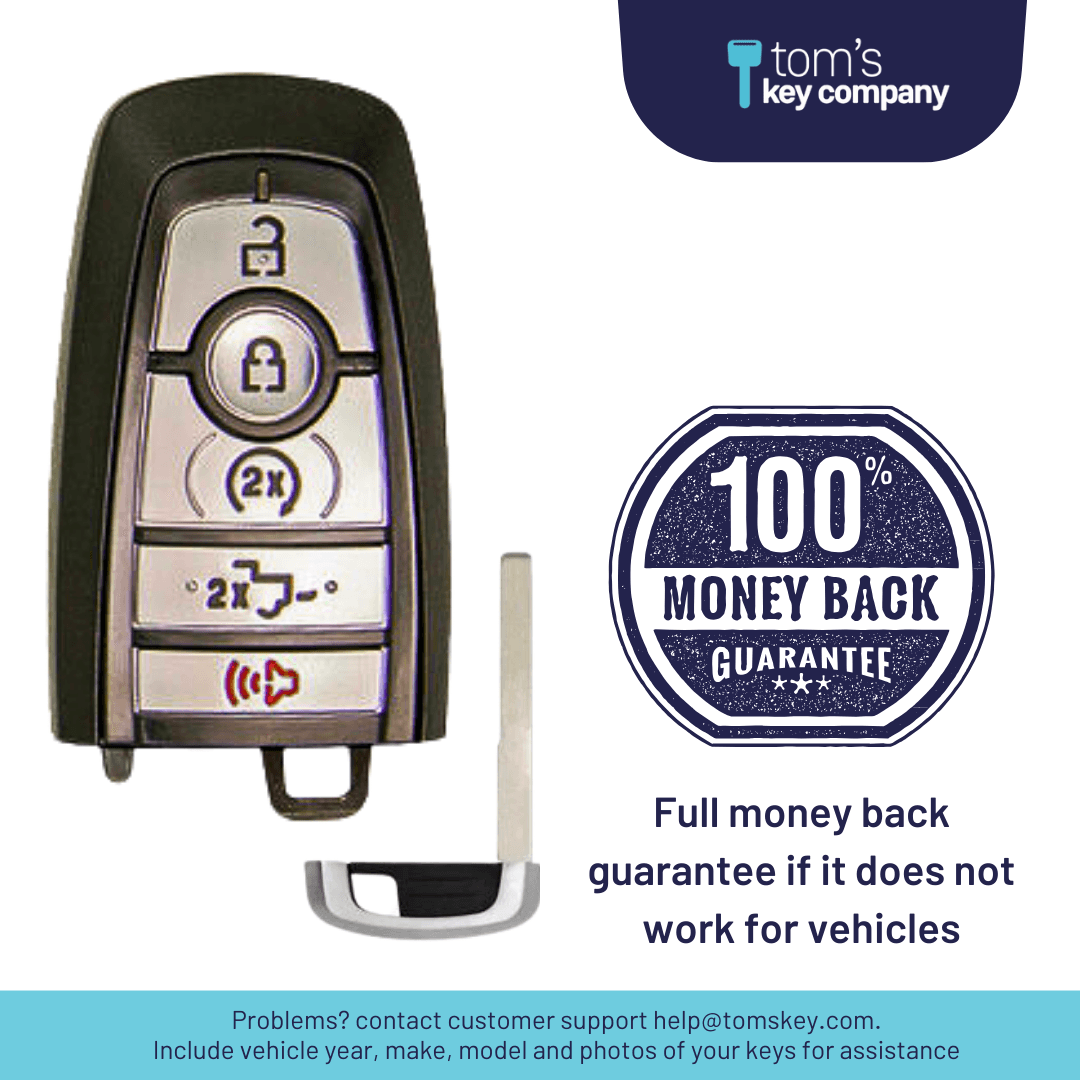 Brand New Aftermarket 5-Button Smart Key with Remote Start and Tailgate Button for Select Ford F-series Vehicles (FORSK-5B-TG-FOB-HITAG)
