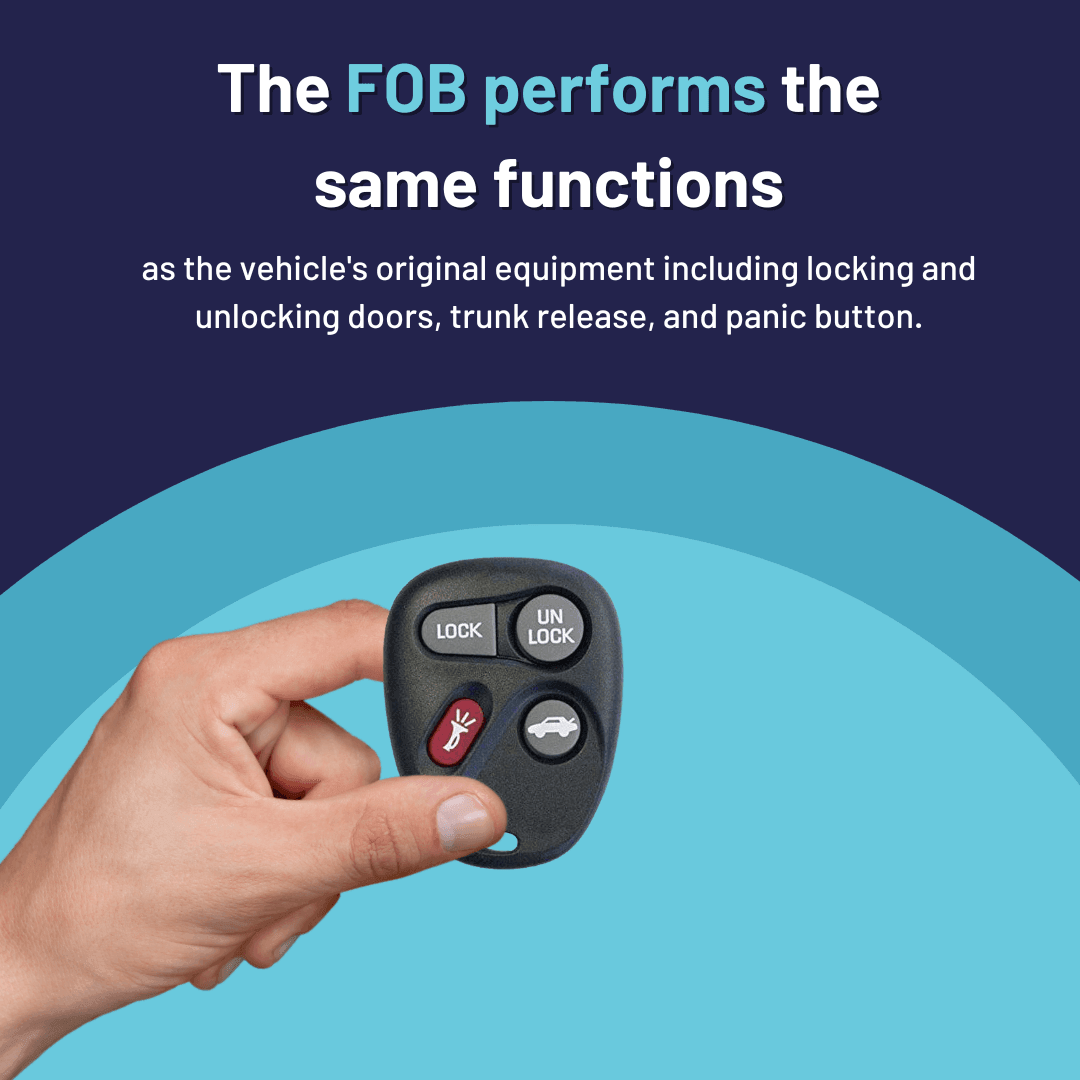 Brand New Aftermarket 4 Button Remote FOB for select Buick, Cadillac, Chevrolet, GMC, Oldsmobile, & Pontiac vehicles (GMRM-4TZ0RE-RMT)