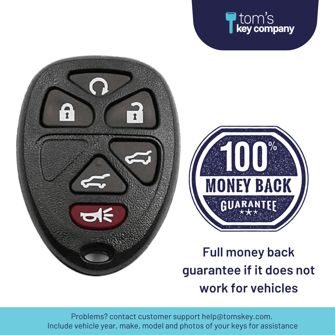 Brand New Aftermarket 6 Button Remote FOB for Select Cadillac, Chevrolet, & GMC Vehicles (GMRM-6THZ0RE-RMT)