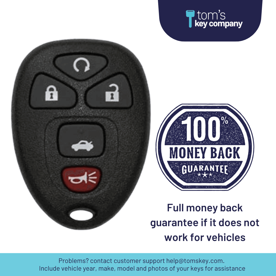 Brand New Aftermarket 5 Button Remote FOB for Select Buick, Cadillac, Chevrolet, GMC Pontiac, & Saturn Vehicles (GMRM-MZ1RE-RMT)