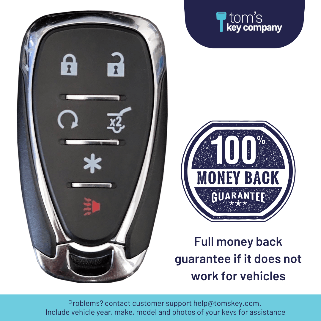 Brand New Aftermarket 6 Button (Remote Start, Trunk/Hatch Release & Special Function) Smart Key for Select Cadillac, Chevrolet, & GMC (GMSK-1066-RSTHRS-6B)