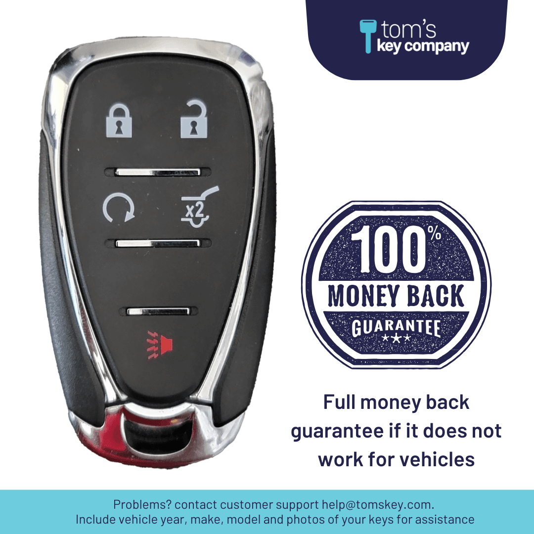 Brand New Aftermarket 5 Button (Remote Start & Hatch) Smart Key for Select Buick, Cadillac, Chevrolet and GMC Vehicles (GMSK-903-RSHR-5B)