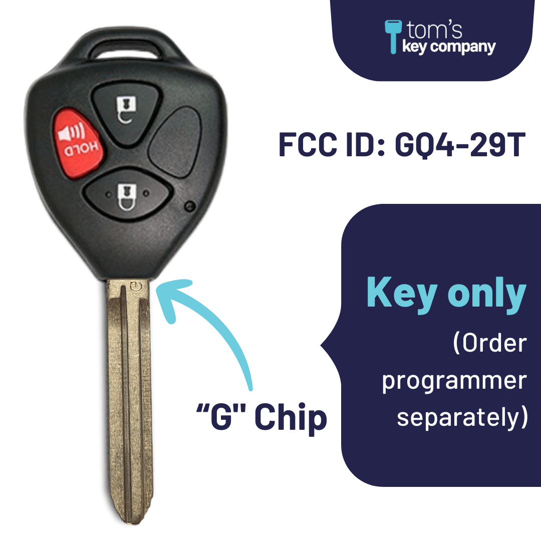 Toyota Venza & Matrix Key and Remote ("G" Chip Key with 3 Button Remote) GQ429T-3B-G