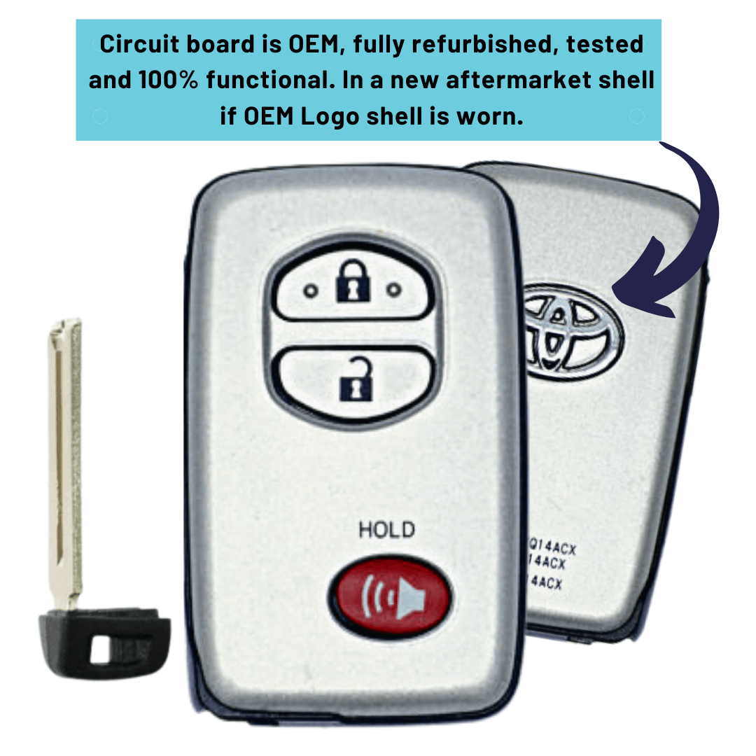 REFURBISHED OEM: 2010-2019 Toyota 4Runner / 3-Button Smart Key FOB (REFURBISHED OEM: HYQ14ACX-3B-FOB-SILVER) - Tom's Key Company